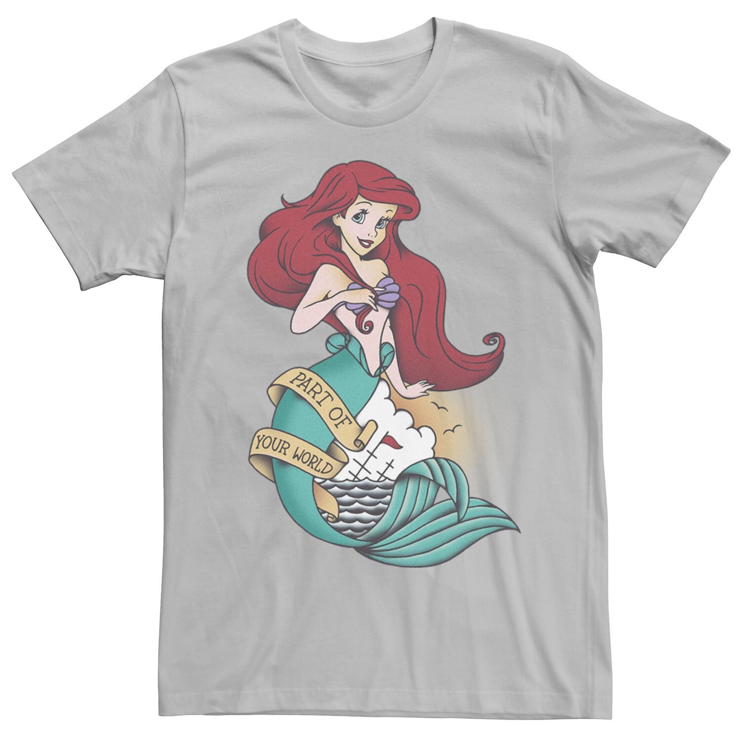 

Мужская футболка 's The Little Mermaid Tattoo Style Quote Disney, серебристый