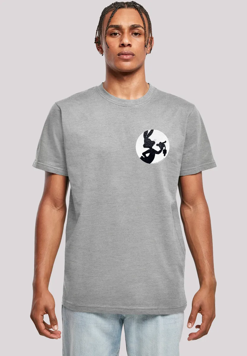 

F4NT4STIC Футболка "Looney Tunes Bugs Bunny Silhouette с принтом на груди", принт, серый