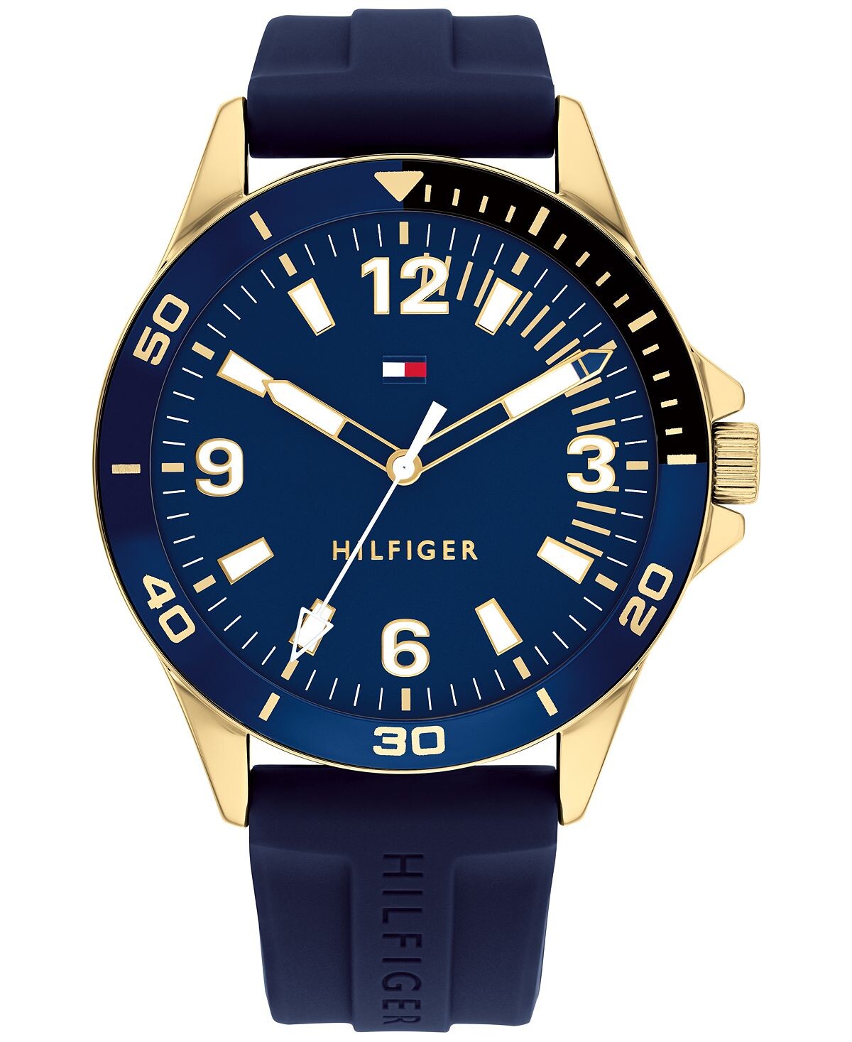 

Мужские часы с синим силиконовым ремешком 44 мм Tommy Hilfiger