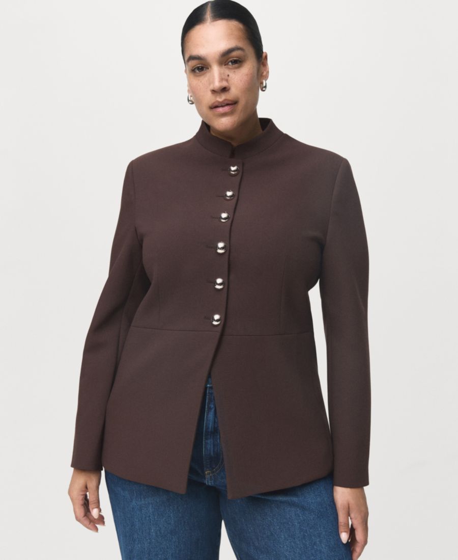 

Женская куртка с воротником-стойкой и декоративными пуговицами MANGO, Brown