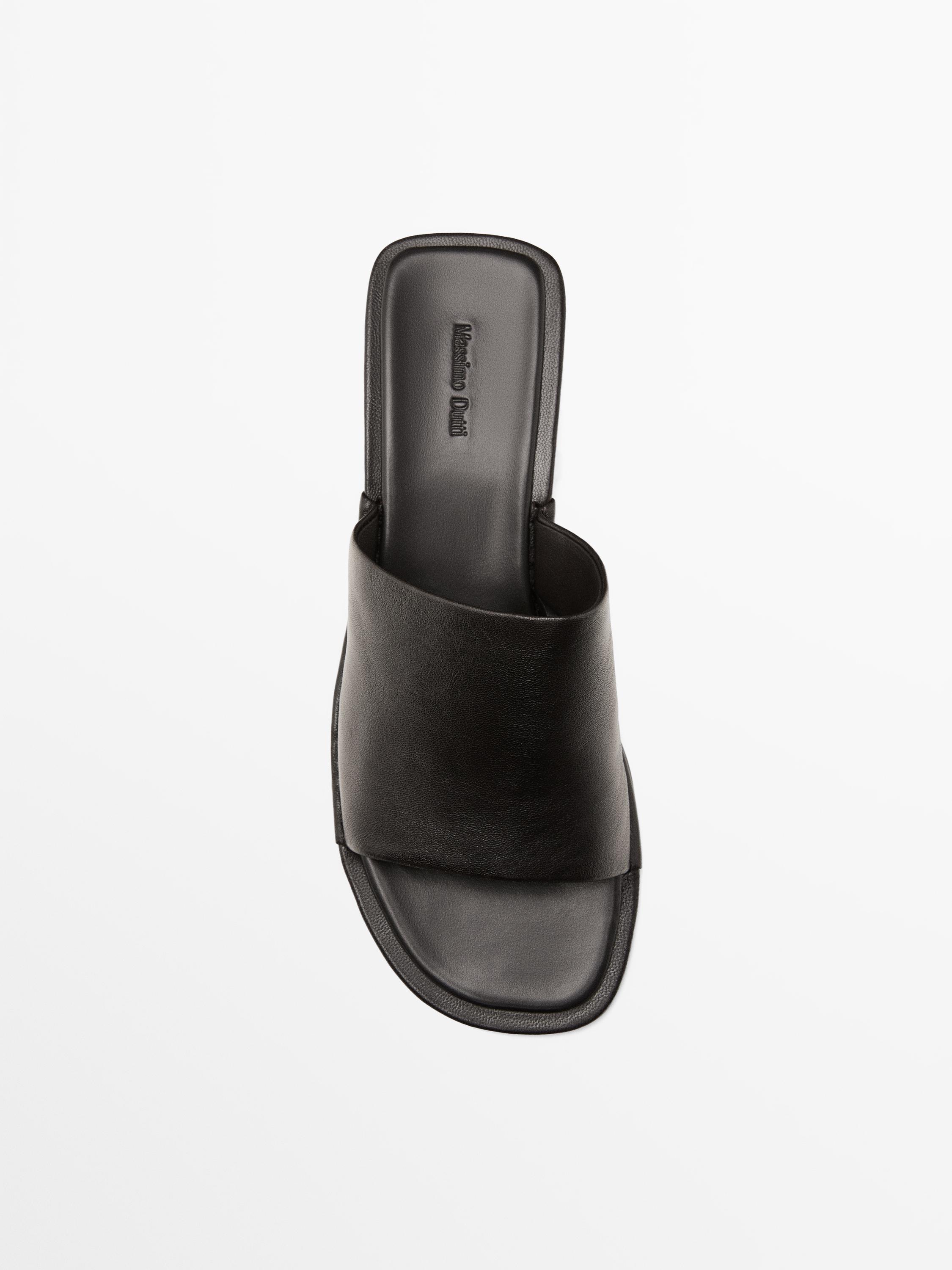 Мягкие босоножки на высоком каблуке Massimo Dutti, коричневый — фото 3