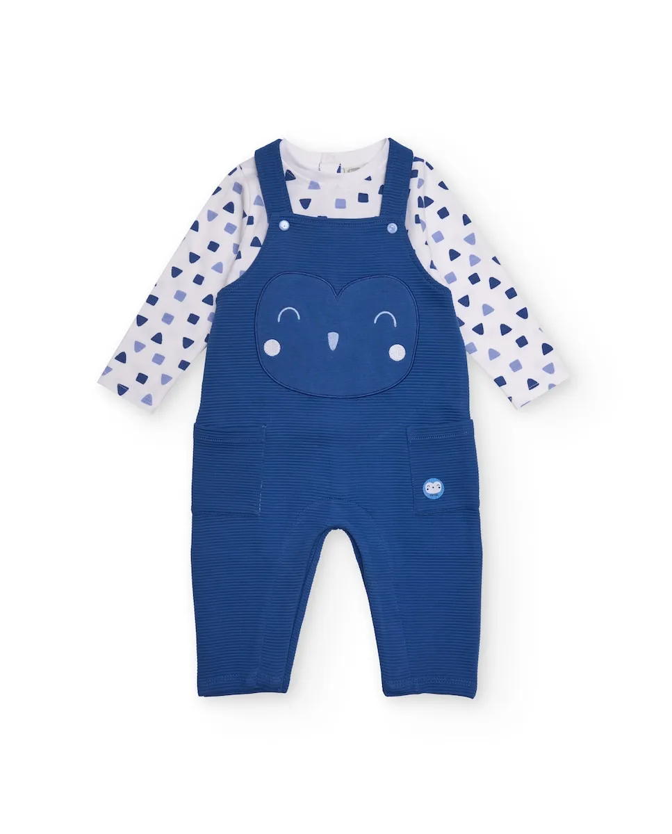 

Комплект для малыша футболка и полукомбинезон в голубых и белых тонах с принтом животных Tuc tuc