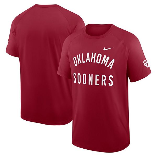 Мужская малиновая футболка Oklahoma Sooners Ready Raglan Premium Performance Nike — фото 2