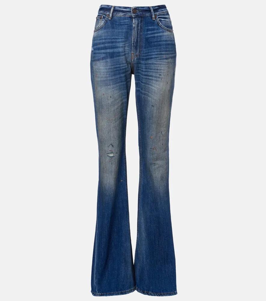 2025F джинсы-клеш с потертостями Acne Studios, синий