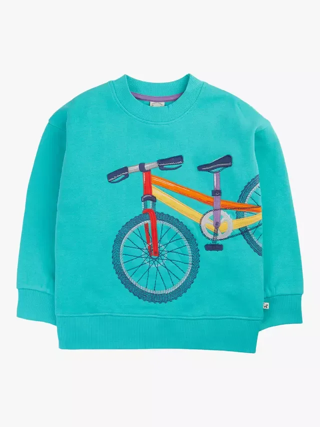 Детская толстовка из высококачественного хлопкового флиса, цвет Pacific Aqua/Bike Frugi