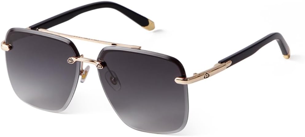 

Солнцезащитные очки с защитой UV400 | Большие металлические коричневые очки в стиле 90-х с двойной перемычкой | для женщин и мужчин, для занятий спортом на открытом воздухе и вождения DSVIGF, 02