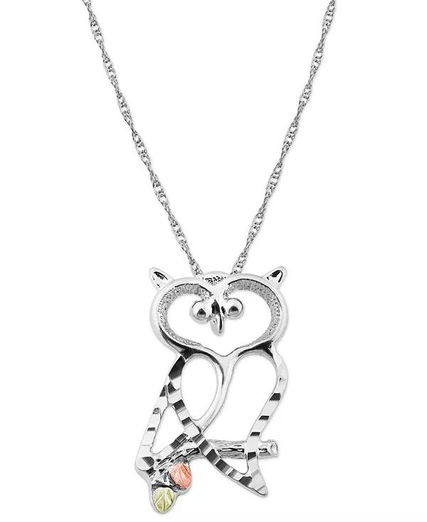 

Подвеска в виде совы из стерлингового серебра с 12-каратным розовым и зеленым золотом Black Hills Gold, ss