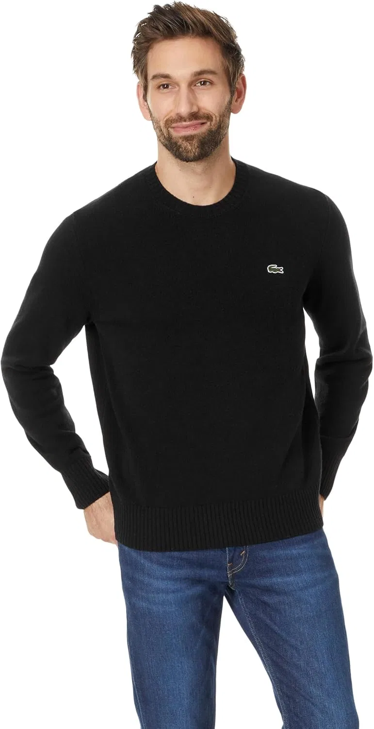 Мужской свитер Lacoste из чесаной шерсти с круглым вырезом