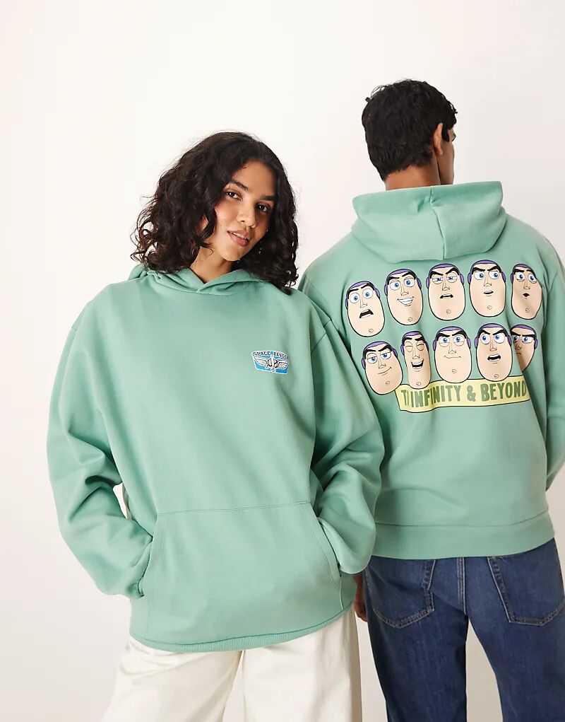 

Толстовка унисекс ASOS DESIGN с капюшоном оверсайз Disney Pixar с принтом Базза Лайтера из «Истории игрушек» зеленого цвета