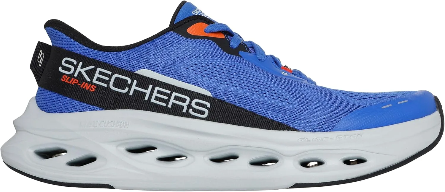 Мужские слипоны Skechers Max Cushioning Glide Step Advert Hands Free, синий/оранжевый — фото 3
