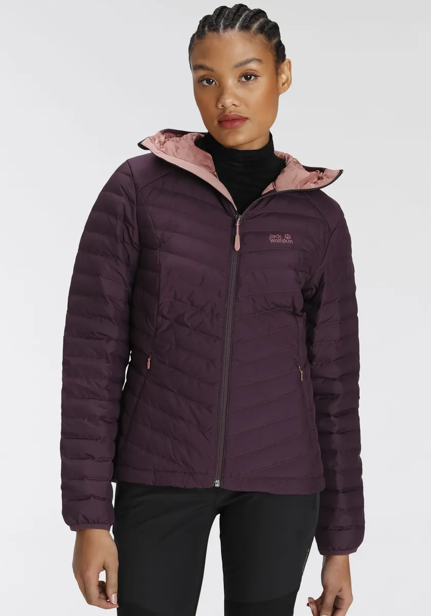 

Пуховик Jack Wolfskin "STANLEY", с капюшоном, водоотталкивающий, ветронепроницаемый и дышащий, фиолетовый