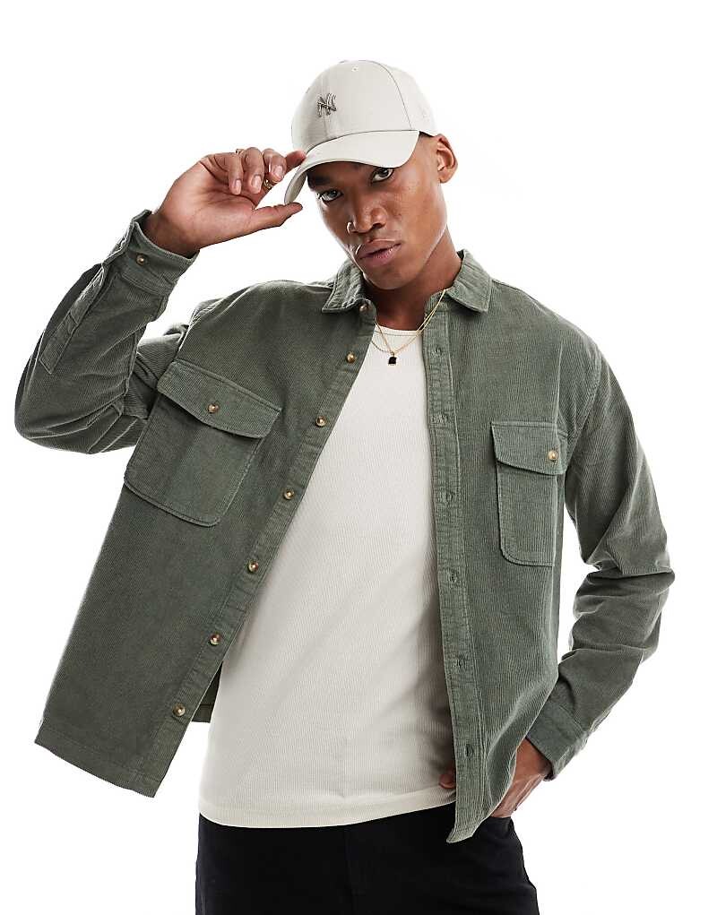 

ASOS DESIGN – зеленая вельветовая рубашка