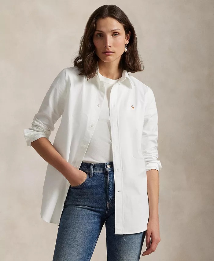 

Женская облегающая рубашка Oxford с эластичной тканью Polo Ralph Lauren, белый