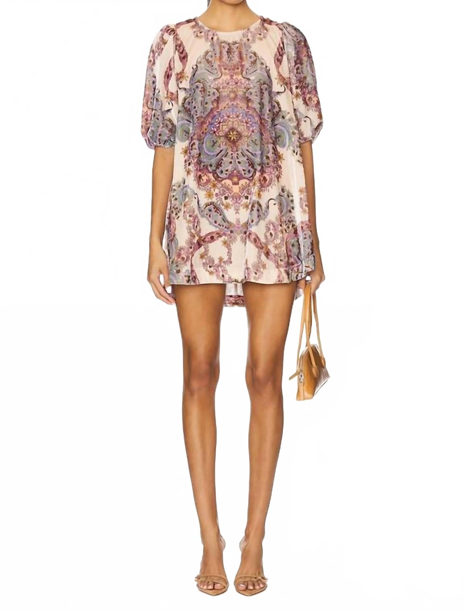 

Платье-туника Maye из бархата с принтом в чайном сочетании Free People, tea combo