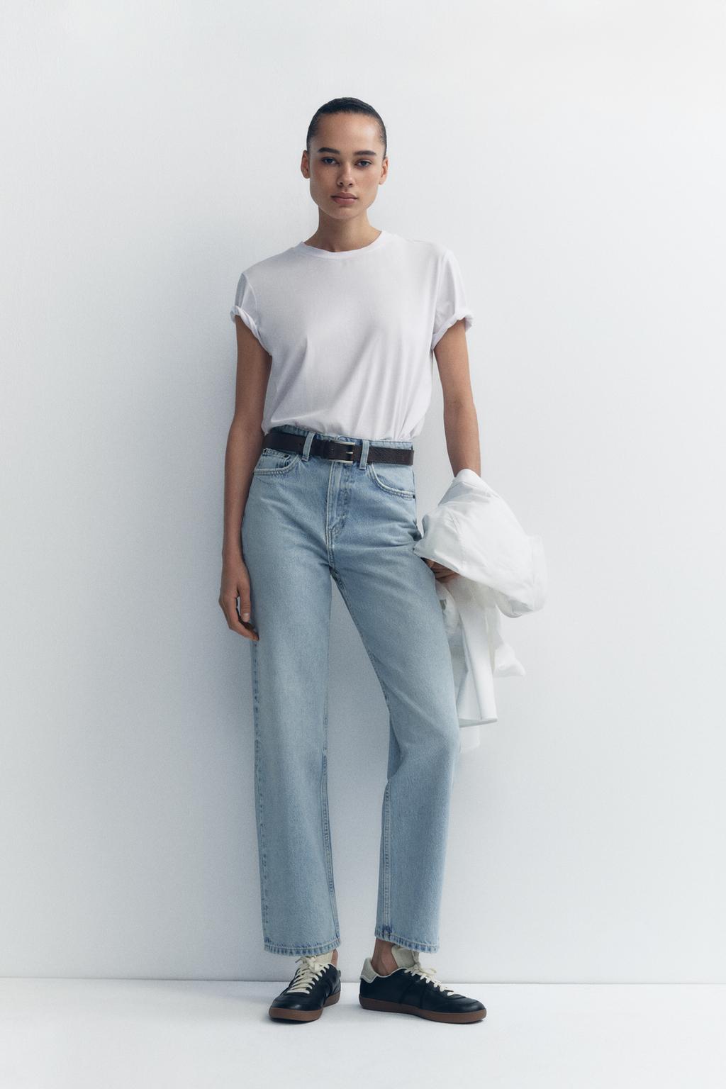 

Джинсы trf mom fit с высокой талией ZARA, светло-голубой