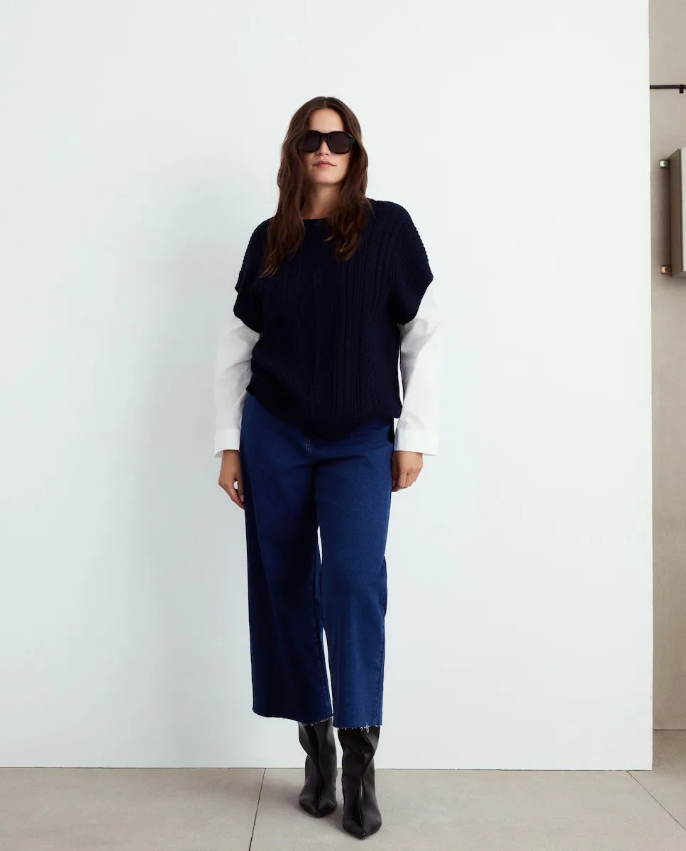 

Женский жилет из гладкого хлопка Couchel, темно-синий