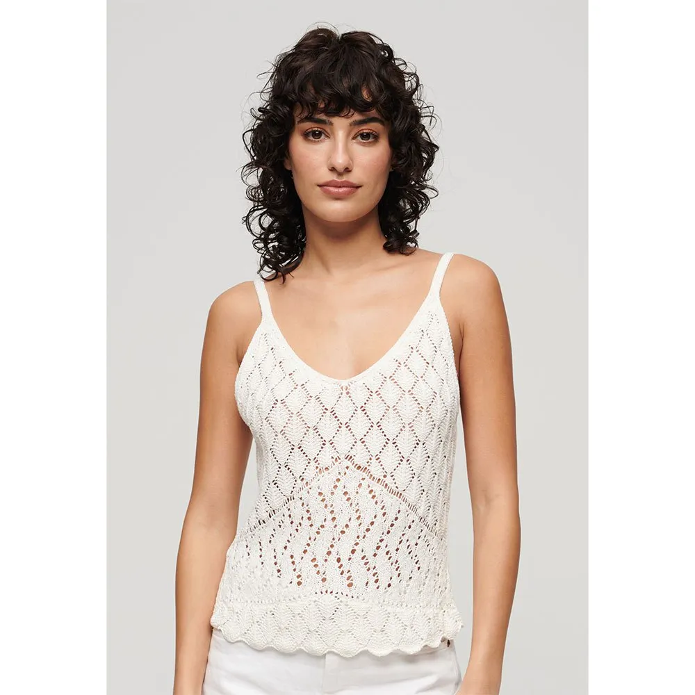 

Футболка Superdry Crochet Cami, бежевый