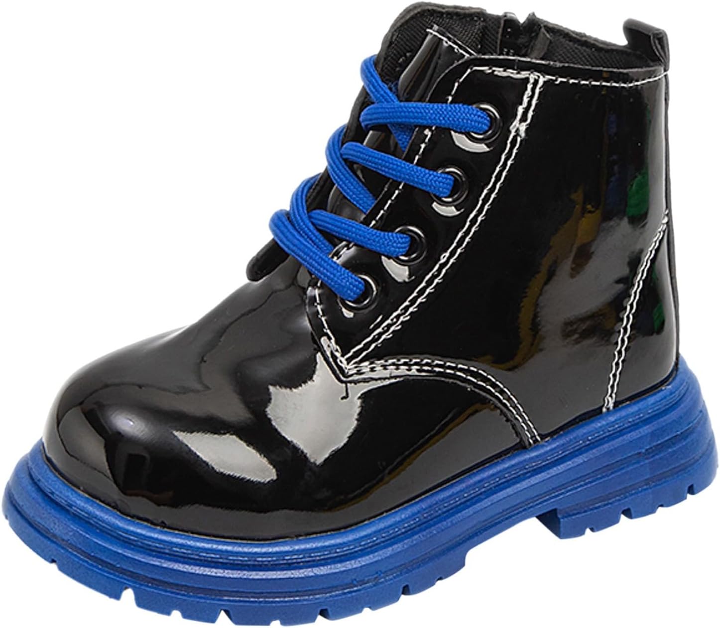 

Ботинки для маленьких мальчиков и девочек, с массивным каблуком, на процесс надевания, повседневные короткие ботильоны, зимние короткие снежные ботинки, противоскользящая обувь для улицы JEUROT, Blue