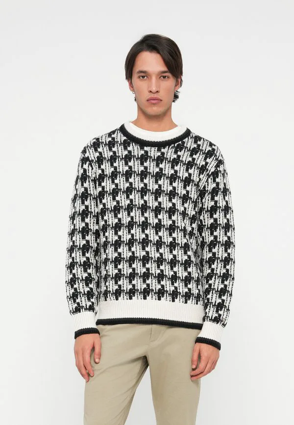 Свитер из смесовой шерсти с текстурой «гусиная лапка». Tommy Hilfiger, Black/Ivory Petal