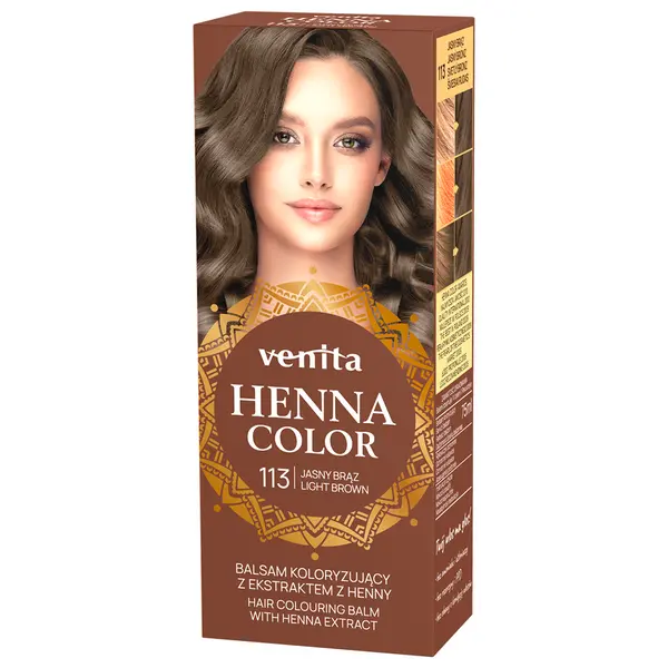 Бальзам для окрашивания волос 113 светло-коричневый, 75 мл Venita Henna color, цвет 113 jasny brąz — фото 4
