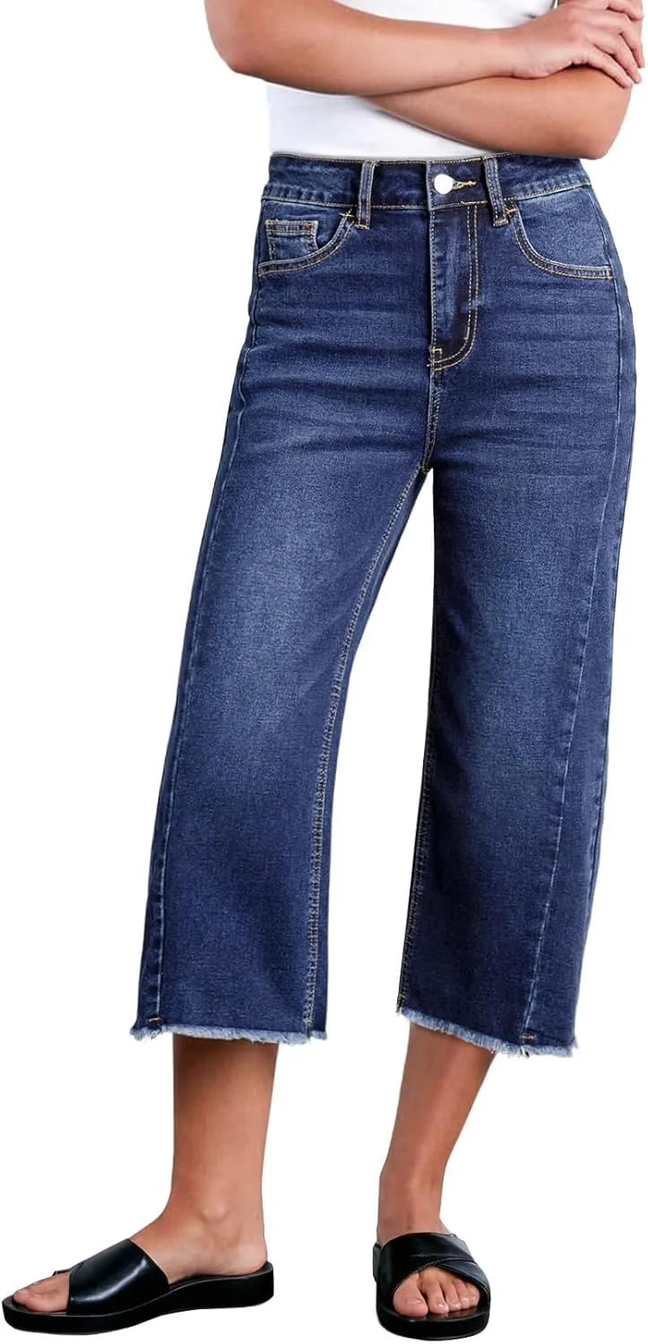 

Sidefeel женские капри-джинсы High Waisted Wide Leg с растяжкой