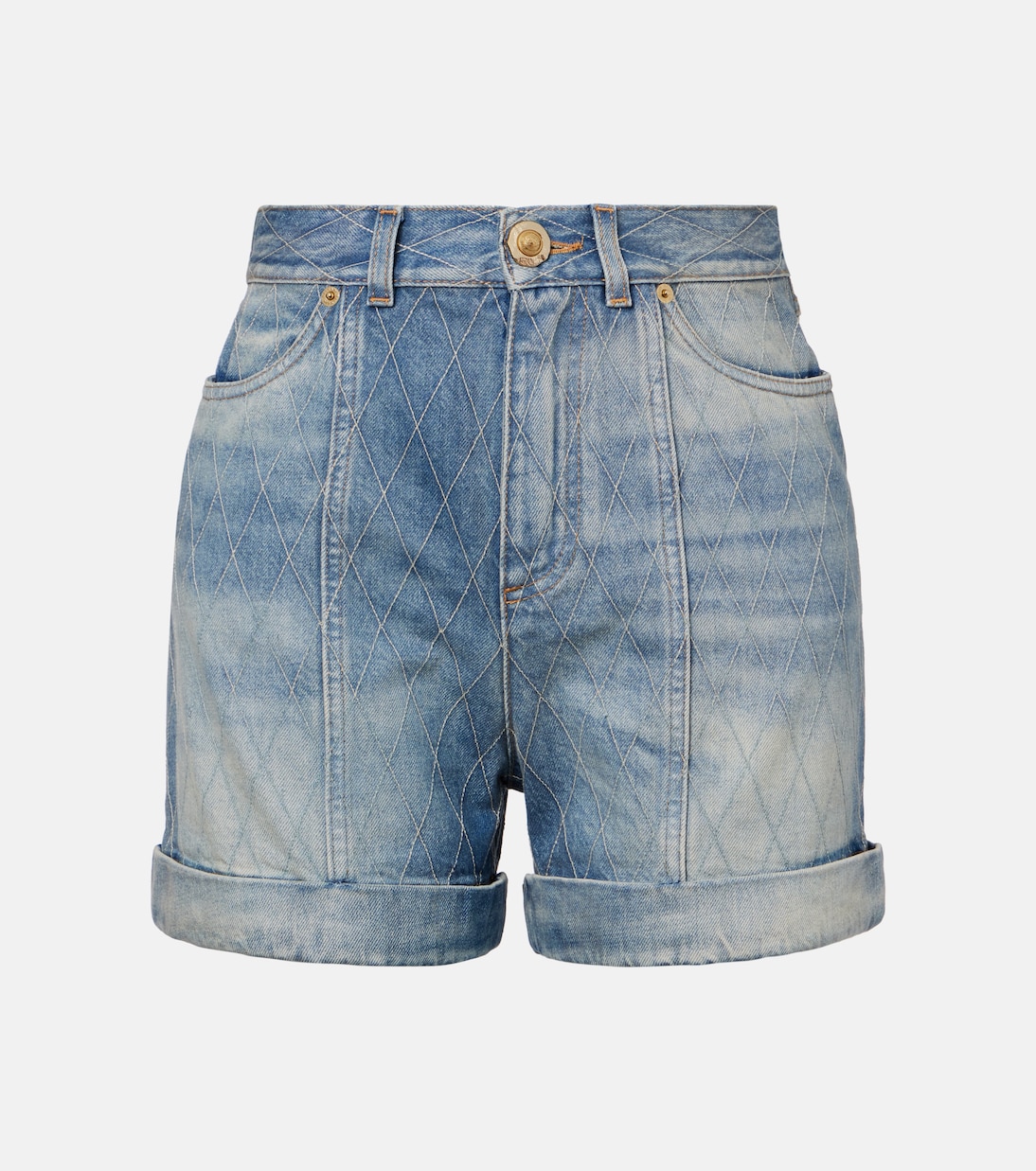 

Укороченные джинсовые шорты с принтом Balmain, Blue Jean Clair