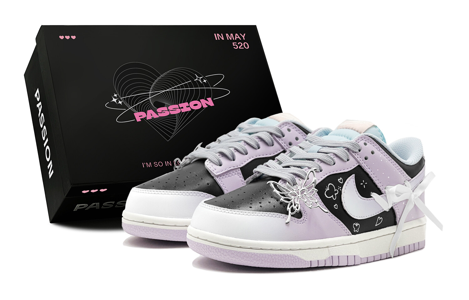 

Кроссовки Nike Dunk Skateboarding Shoes Women's Low-top Black/white/purple, цвет Light Lavender