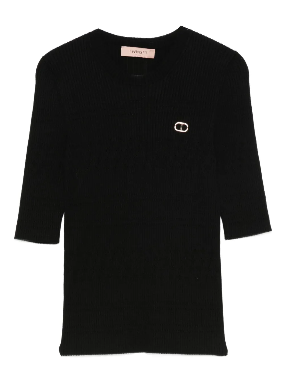 

Декорированный топ в рубчик TWINSET, черный