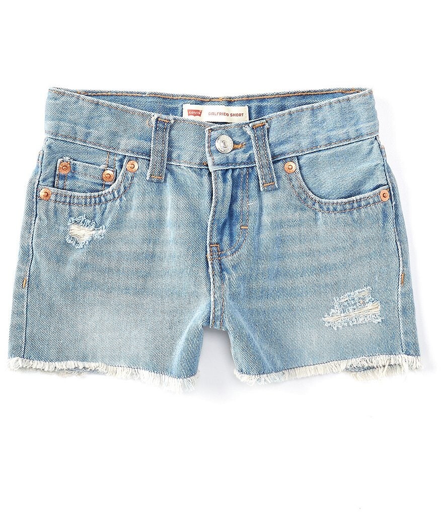 

Джинсовые шорты Levi's Little Girls 2T-6X Girlfriend Frey-Hem Shorty, синий