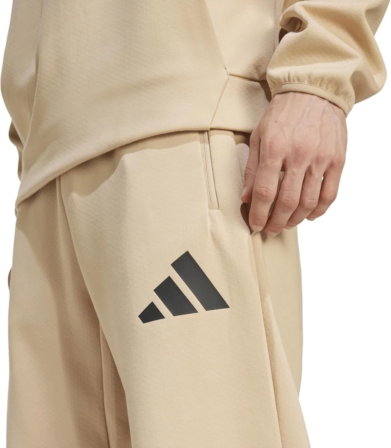 Брюки Adidas Z.N.E. мужские для тренировок и повседневной носки на шнурке - beige, бежевый — фото 4