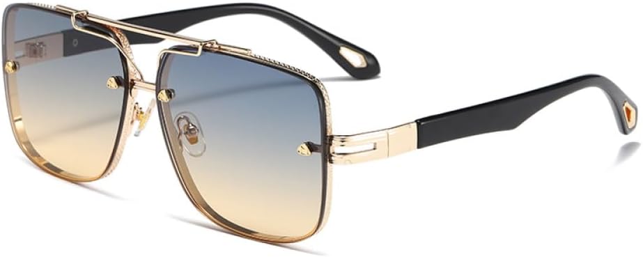 

Винтажные солнцезащитные очки для женщин, модный тренд, квадратные солнцезащитные очки для мужчин, очки для вождения, женские очки с защитой от УФ-излучения UV400 MTZJH, Gold Yellow