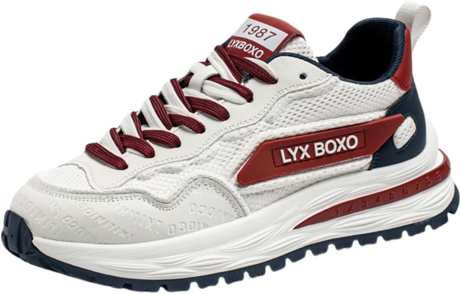 

Мужские дышащие кроссовки-сетчатые для тенниса и прогулок, широкие корейского стиля с толстой подошвой, кроссовки для широкой стопы Lexamen, красный