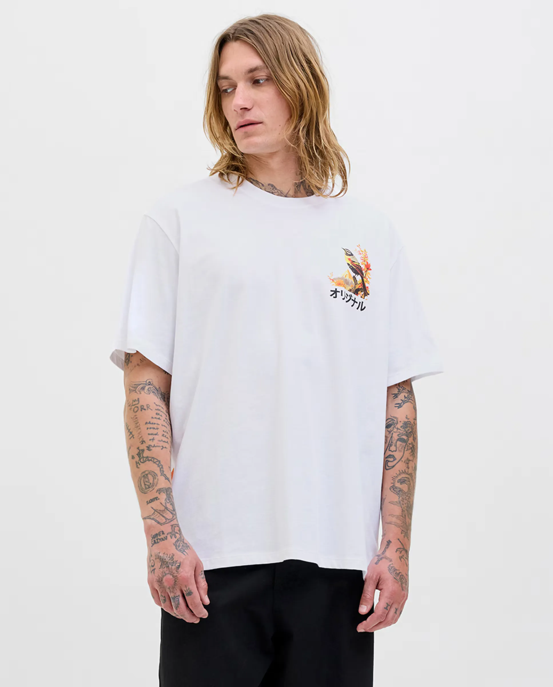 

Мужская футболка с коротким рукавом, боковым принтом и принтом на спине Jack & Jones, белый