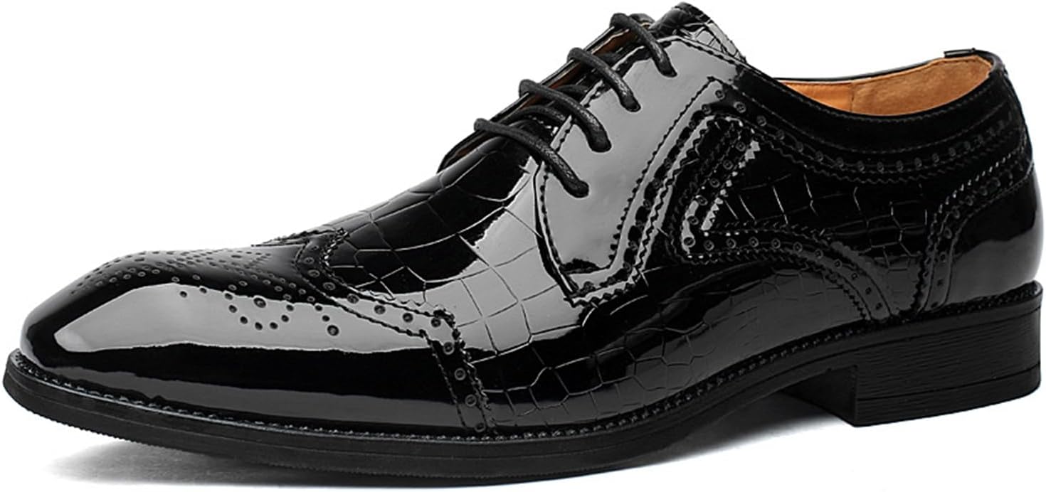 

Мужские кожаные оксфорды сшитые вручную на шнуровке, для вечеринки, официальные, удобные, с антискользящей подошвой, с заостренным носком, повседневные Crepuscute, черный