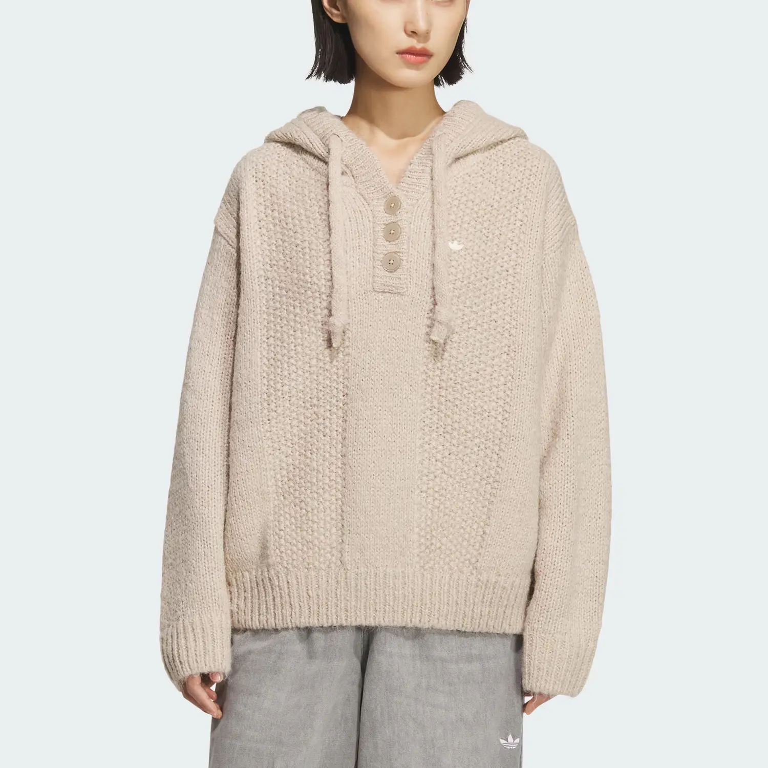 Вязаный свитер FW25 для женщин Adidas Originals, коричневый — фото 3