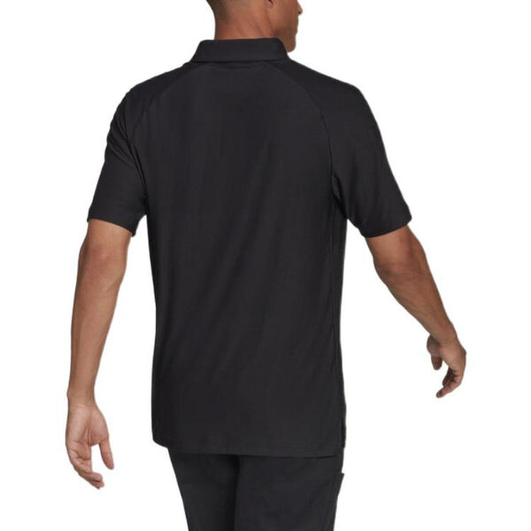 Футболка Men's adidas Solid Color Logo Embroidered Short Sleeve Black Polo Shirt, черный — фото 2
