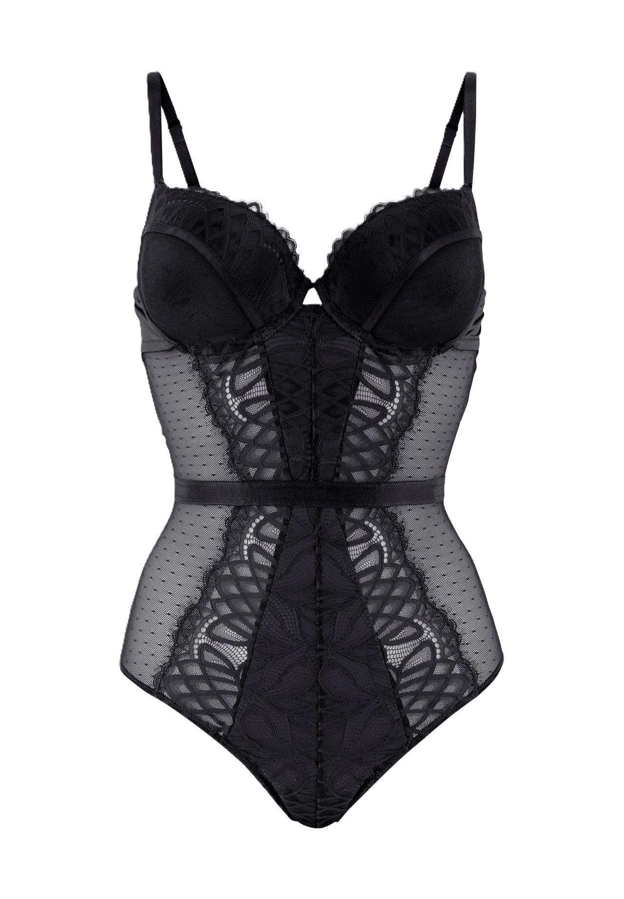 

Боди Curvy Capsule No2, кружево, декоративная лента, для женщин LASCANA, цвет 4215 Black