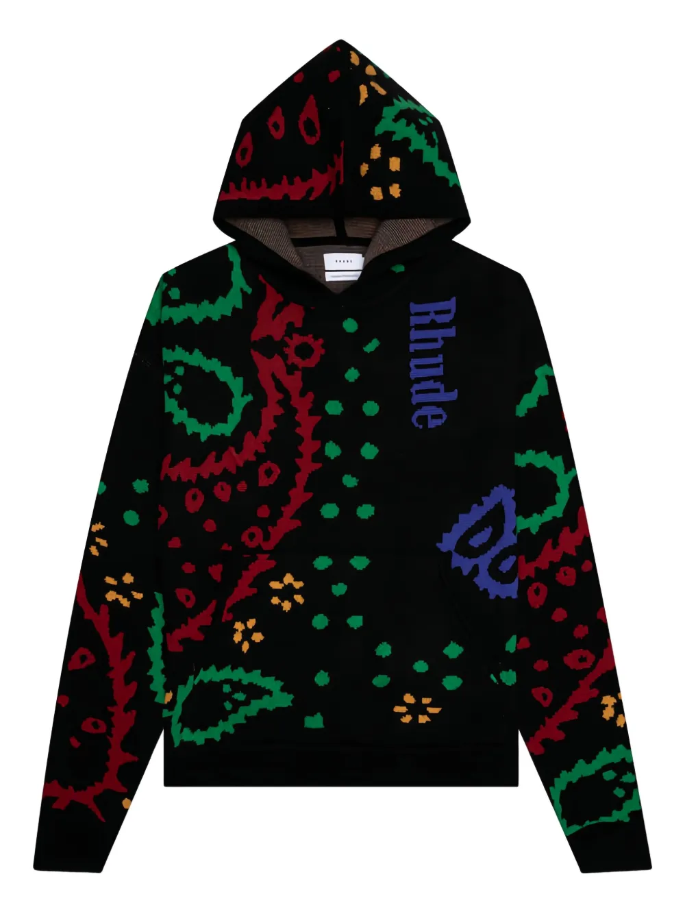 

Вязаная толстовка с капюшоном с узором пейсли RHUDE, черный