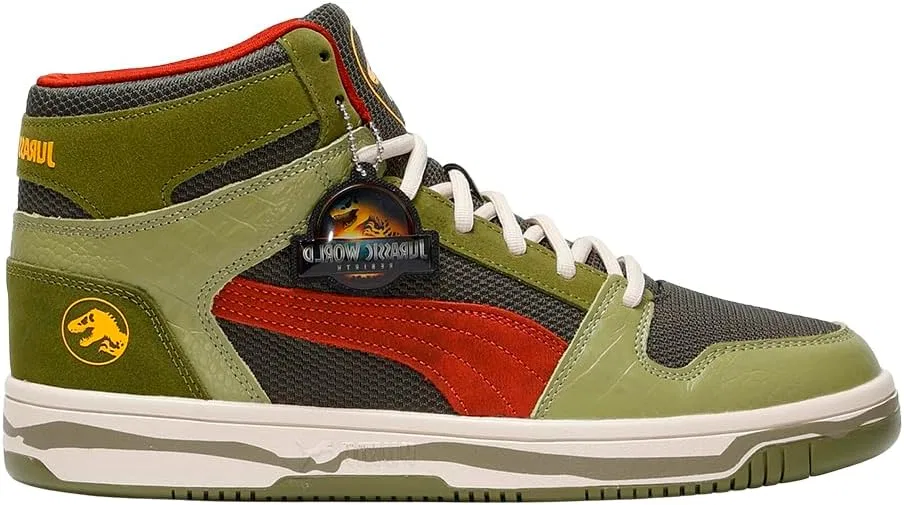 Мужские кроссовки PUMA Rebound Layup Mid Jurassic World, Green Moss Mars Red Yellow Sizzle Ah25