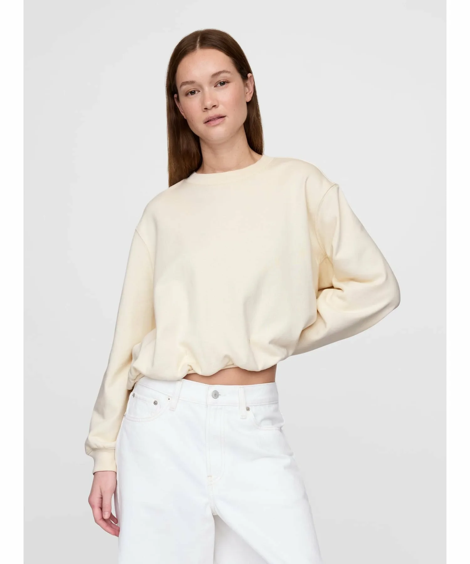 (W) Толстовка из плотной французской махровой ткани с объемным низом GAP, WHITE_SAIL