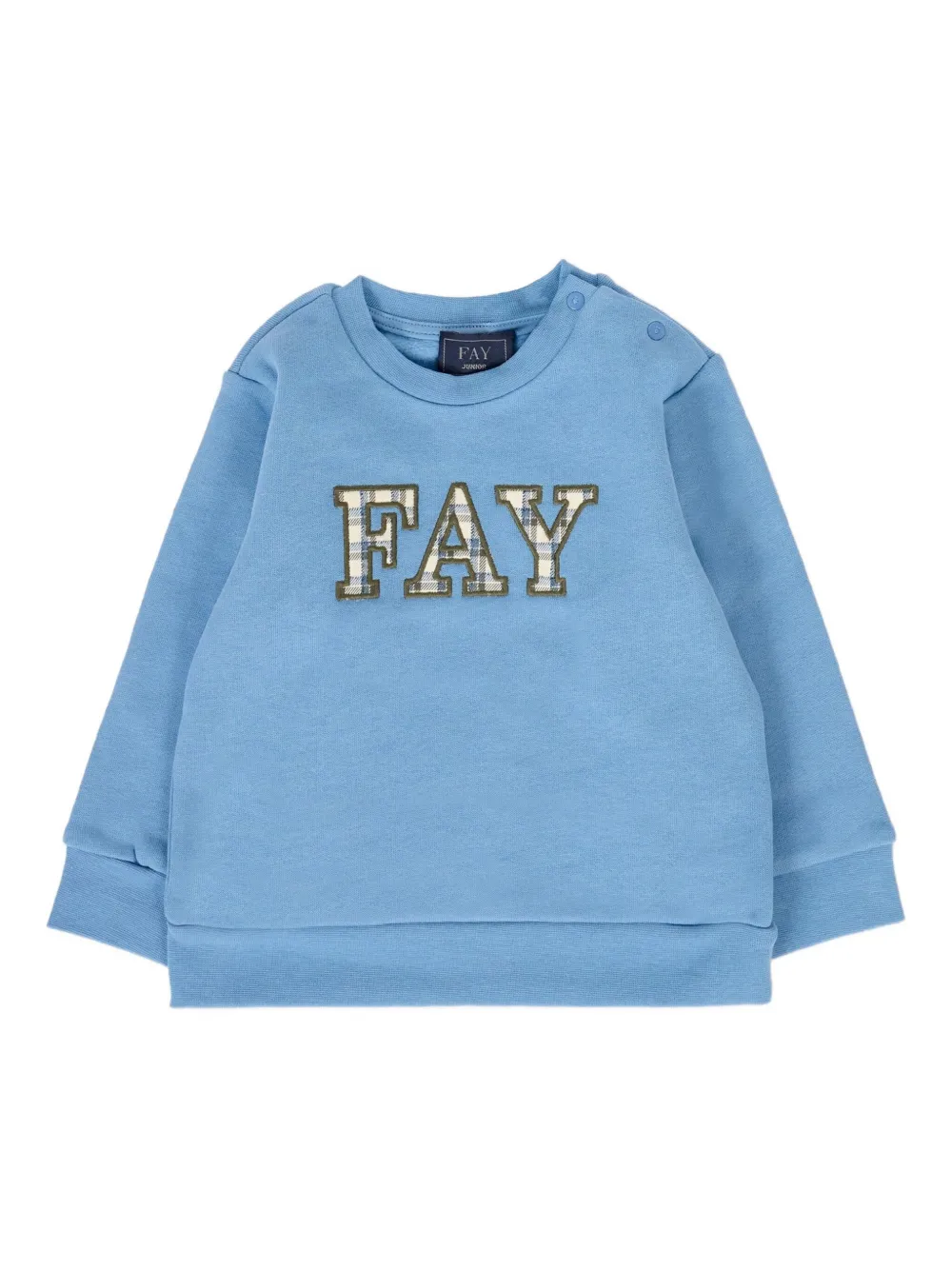 

Толстовка с длинными рукавами и клетчатым логотипом Fay Kids, синий