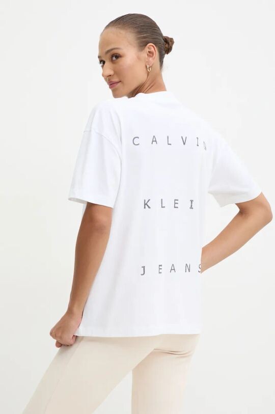 

Хлопковая футболка Calvin Klein Jeans, белый