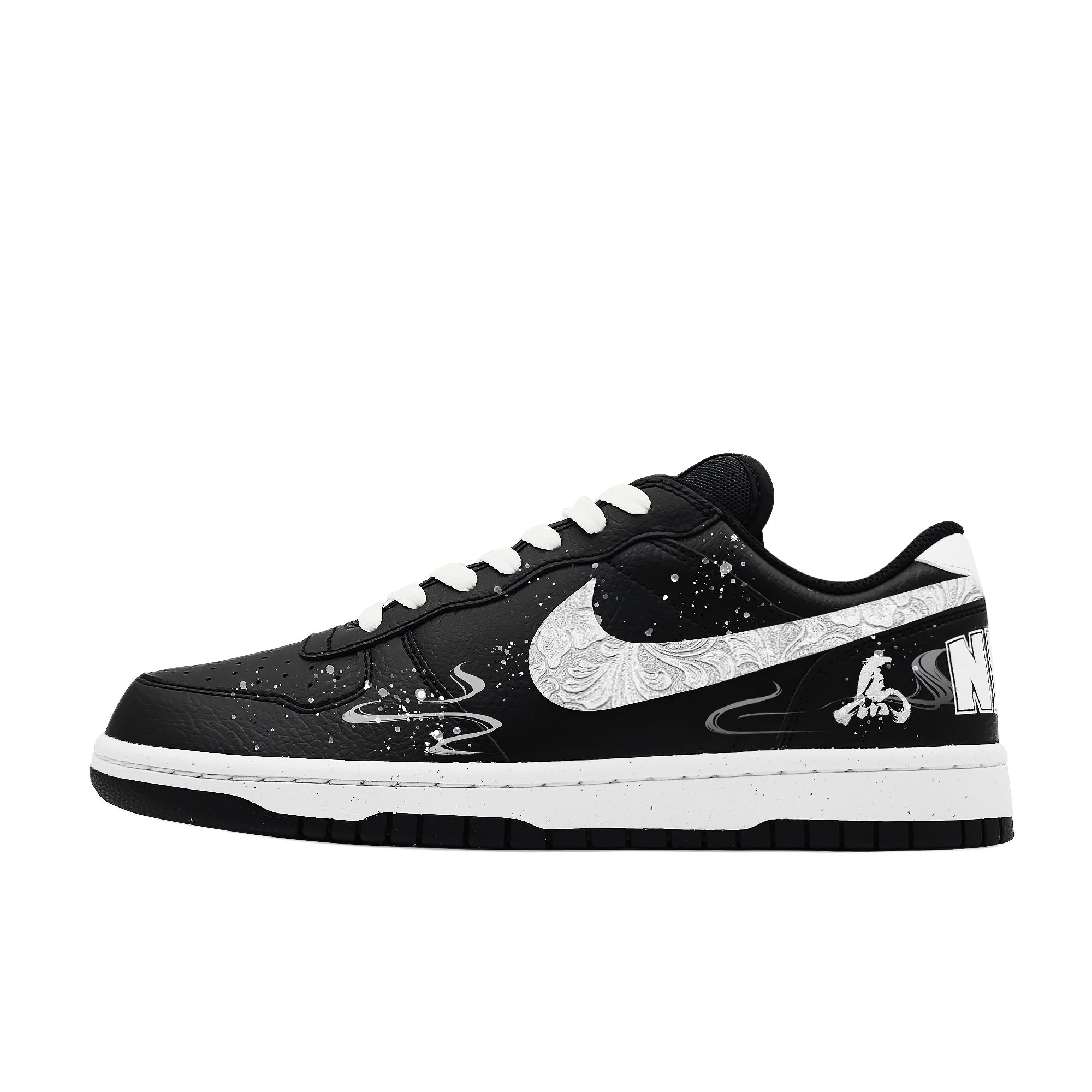 

Nike Большие термоамортизирующие износостойкие низкие кроссовки для скейтбординга Unisex черный серебристый