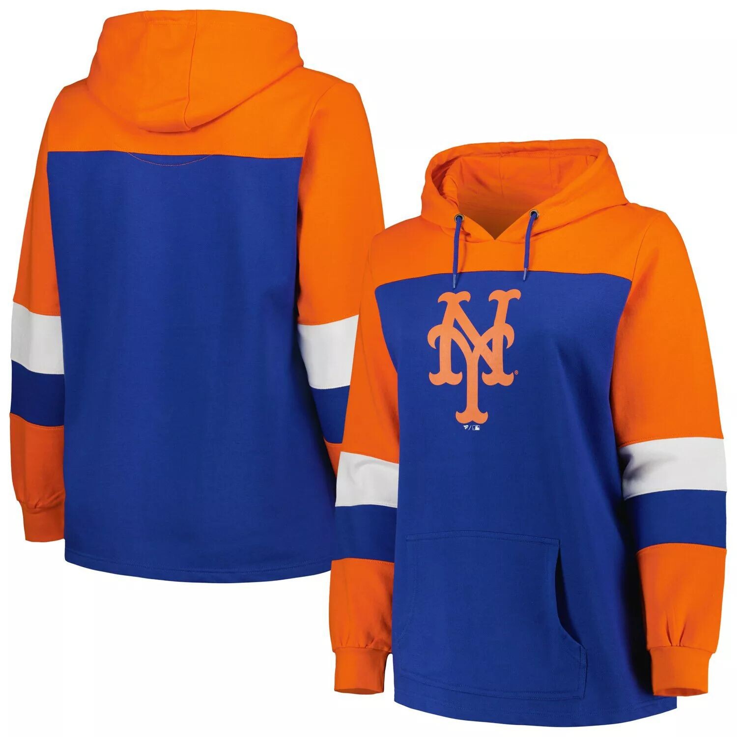 

Женский пуловер с капюшоном Royal New York Mets больших размеров с цветными блоками