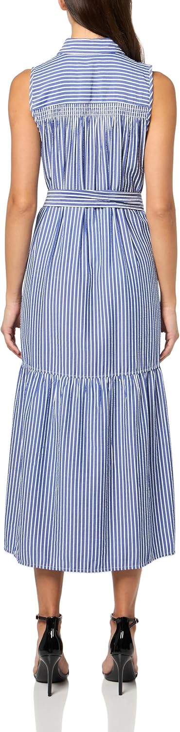 Женское платье-рубашка макси с завязками от Tommy Hilfiger, Ultramarine / Bright White — фото 2