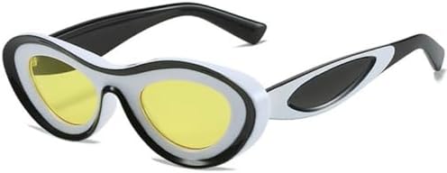 

Солнцезащитные очки в стиле ретро, ​​двухцветные, овальные, для женщин и мужчин, модель 2026 года, в стиле стимпанк, для активного отдыха на природе MTZJH, C5 White Yellow