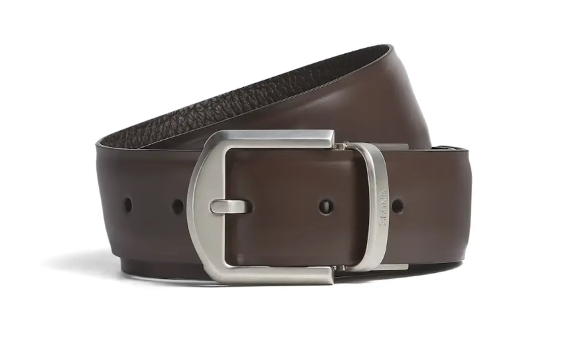 

Ermenegildo Zegna Ремень мужской из зерненой кожи с пряжкой-шпилькой фиолетовый, Brown