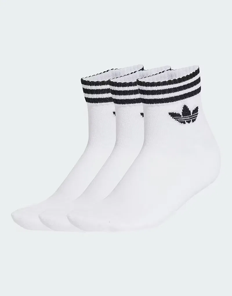 Набор из 3 коротких носков Adidas Originals с логотипом Trefoil, белый