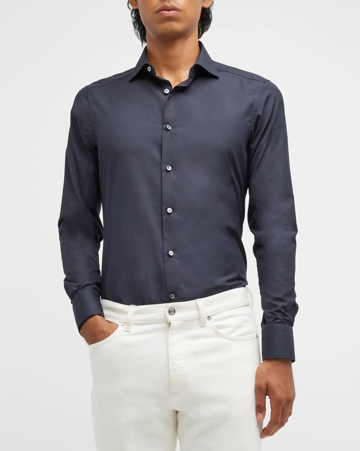 

Мужская хлопковая рубашка Trofeo Comfort ZEGNA, цвет Navy Blue