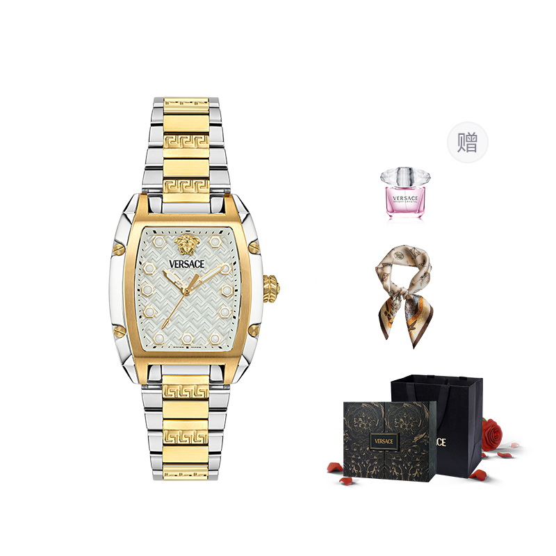 

VERSACE Часы мужские кварцевые с черным циферблатом, стальной браслет, размер 44.8*36мм